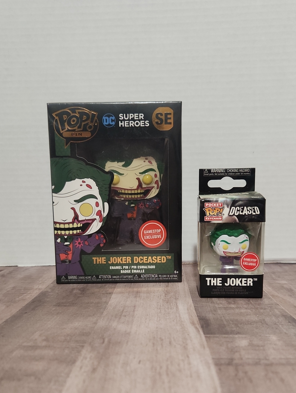 Funko The Joker Dceased Enamel Pin & Pocket Pop Keychain GameStop Exclusive.